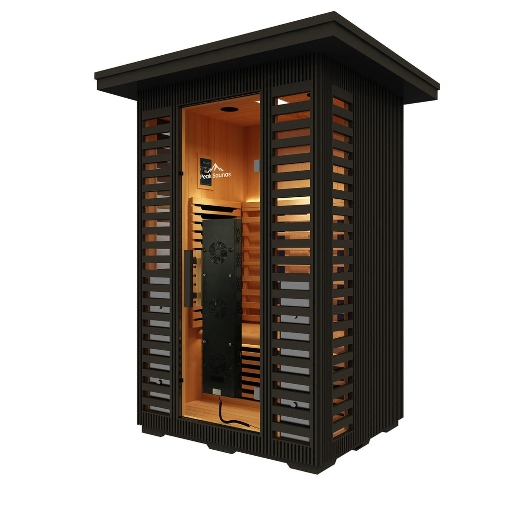 Peak Saunas Patagonia 2-Person Outdoor Full Spectrum Infrared Sauna with Built-In XL Medical-Grade Red Light Therapy and Smart WiFi App Control