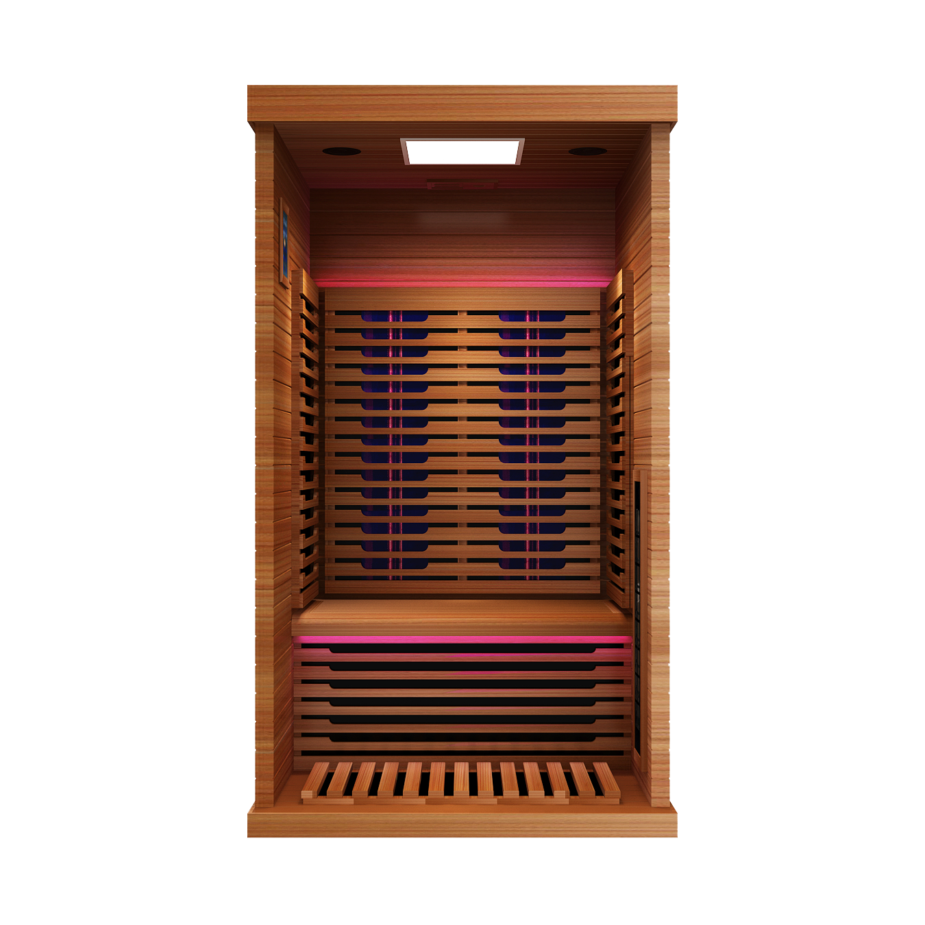 Peak Saunas Rainier 1-Person Full Spectrum Infrared Sauna with Built-In XL Medical-Grade Red Light Therapy & Smart WiFi App Control