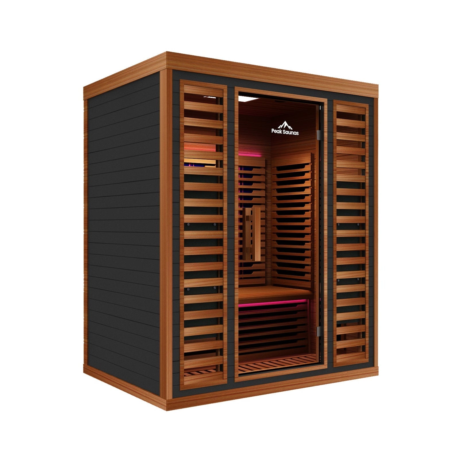 Peak Saunas Matterhorn 3-Person Full Spectrum Infrared Sauna with Built-In XL Medical-Grade Red Light Therapy & Smart WiFi App Control