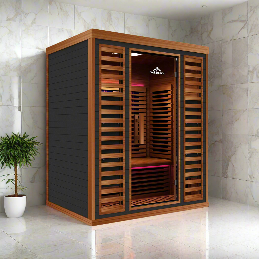 Peak Saunas Matterhorn 3-Person Full Spectrum Infrared Sauna with Built-In XL Medical-Grade Red Light Therapy & Smart WiFi App Control