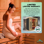Peak Saunas Denali 3-Person Full Spectrum Infrared Sauna with Built-In XL Medical-Grade Red Light Therapy & Smart WiFi App Control