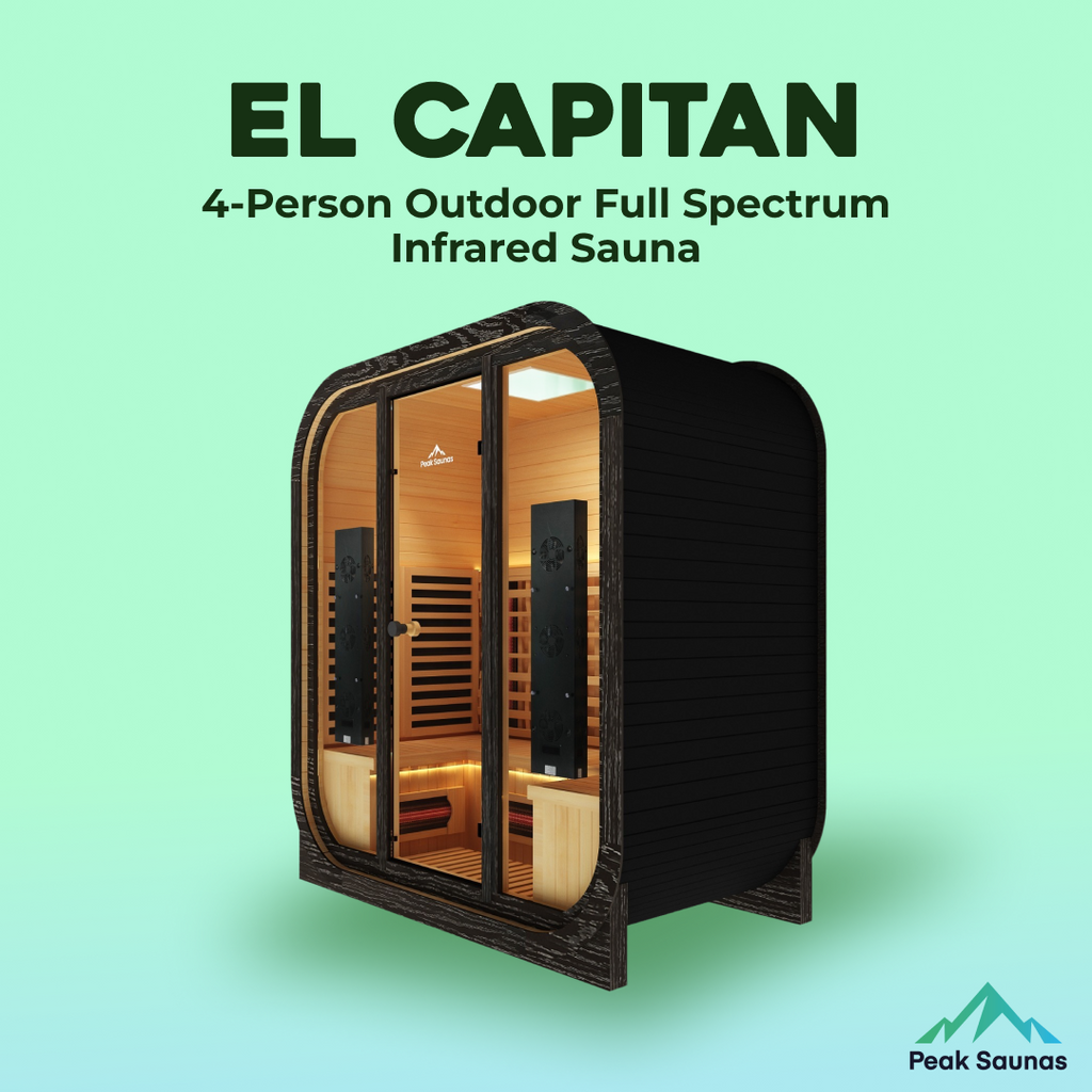 Peak Saunas El Capitan 4-Person Outdoor Full Spectrum Infrared Sauna with Built-In XL Medical-Grade Red Light Therapy and Smart WiFi App Control