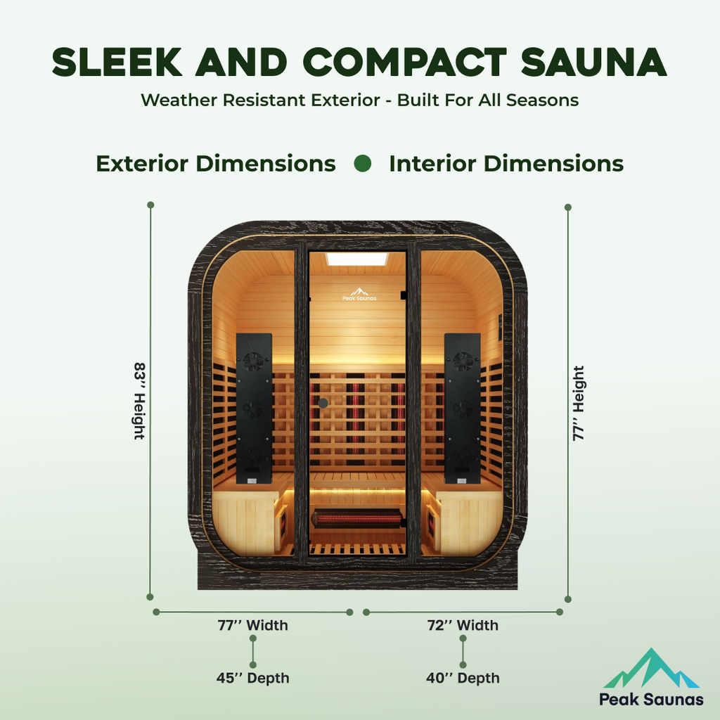 Peak Saunas El Capitan 4-Person Outdoor Full Spectrum Infrared Sauna with Built-In XL Medical-Grade Red Light Therapy and Smart WiFi App Control