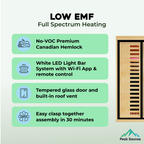 Peak Saunas Everest 2-Person Full Spectrum Infrared Sauna with Built-In XL Medical-Grade Red Light Therapy & Smart WiFi App Control