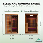 Peak Saunas Fuji 2-Person Full Spectrum Infrared Sauna with Built-In XL Medical-Grade Red Light Therapy & Smart WiFi App Control