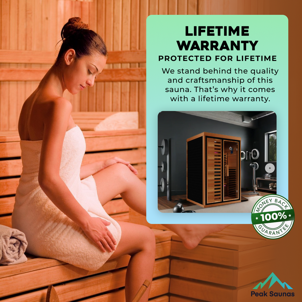 Peak Saunas Fuji 2-Person Full Spectrum Infrared Sauna with Built-In XL Medical-Grade Red Light Therapy & Smart WiFi App Control