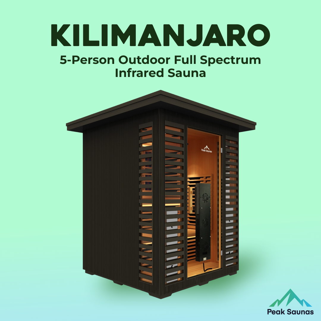 Peak Saunas Kilimanjaro 5-Person Outdoor Full Spectrum Infrared Sauna with Built-In XL Medical-Grade Red Light Therapy and Smart WiFi App Control