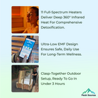 Peak Saunas Kilimanjaro 5-Person Outdoor Full Spectrum Infrared Sauna with Built-In XL Medical-Grade Red Light Therapy and Smart WiFi App Control