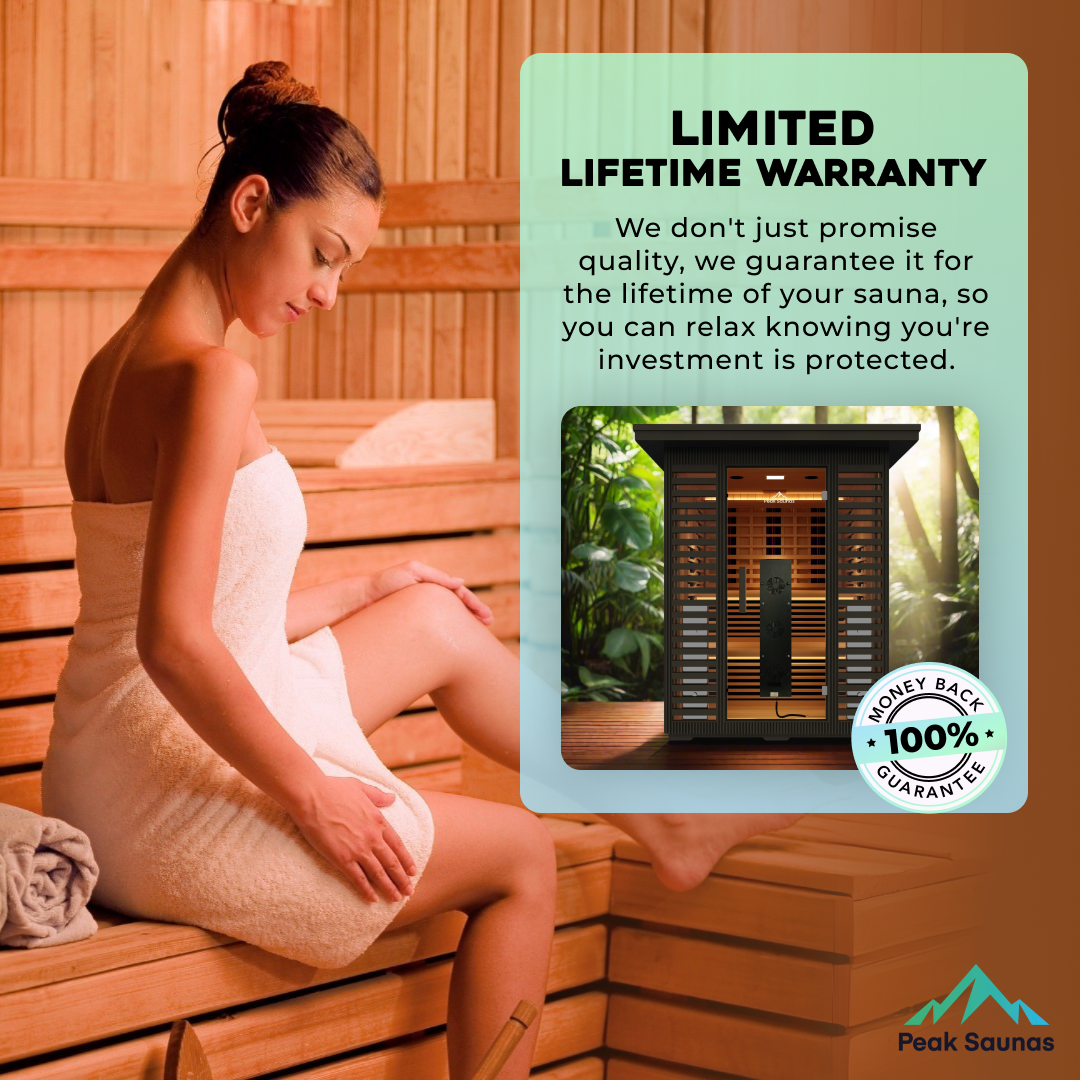 Peak Saunas Kilimanjaro 5-Person Outdoor Full Spectrum Infrared Sauna with Built-In XL Medical-Grade Red Light Therapy and Smart WiFi App Control