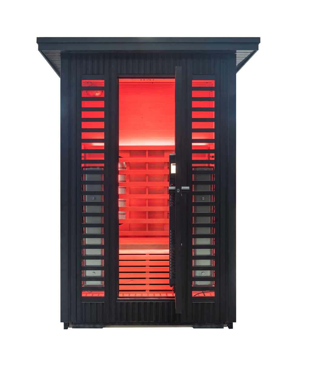 Peak Saunas Patagonia 2-Person Outdoor Full Spectrum Infrared Sauna with Built-In XL Medical-Grade Red Light Therapy and Smart WiFi App Control