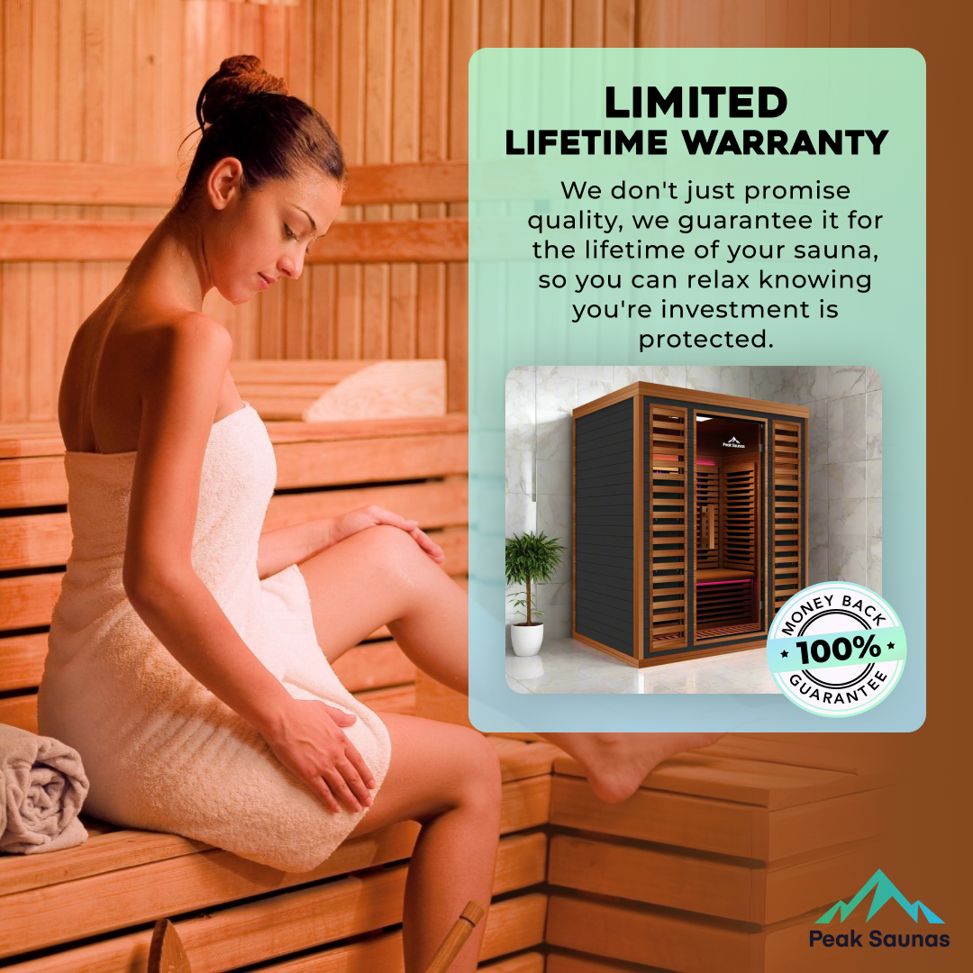 Peak Saunas Matterhorn 3-Person Full Spectrum Infrared Sauna with Built-In XL Medical-Grade Red Light Therapy & Smart WiFi App Control