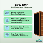 Peak Saunas Fuji 2-Person Full Spectrum Infrared Sauna with Built-In XL Medical-Grade Red Light Therapy & Smart WiFi App Control