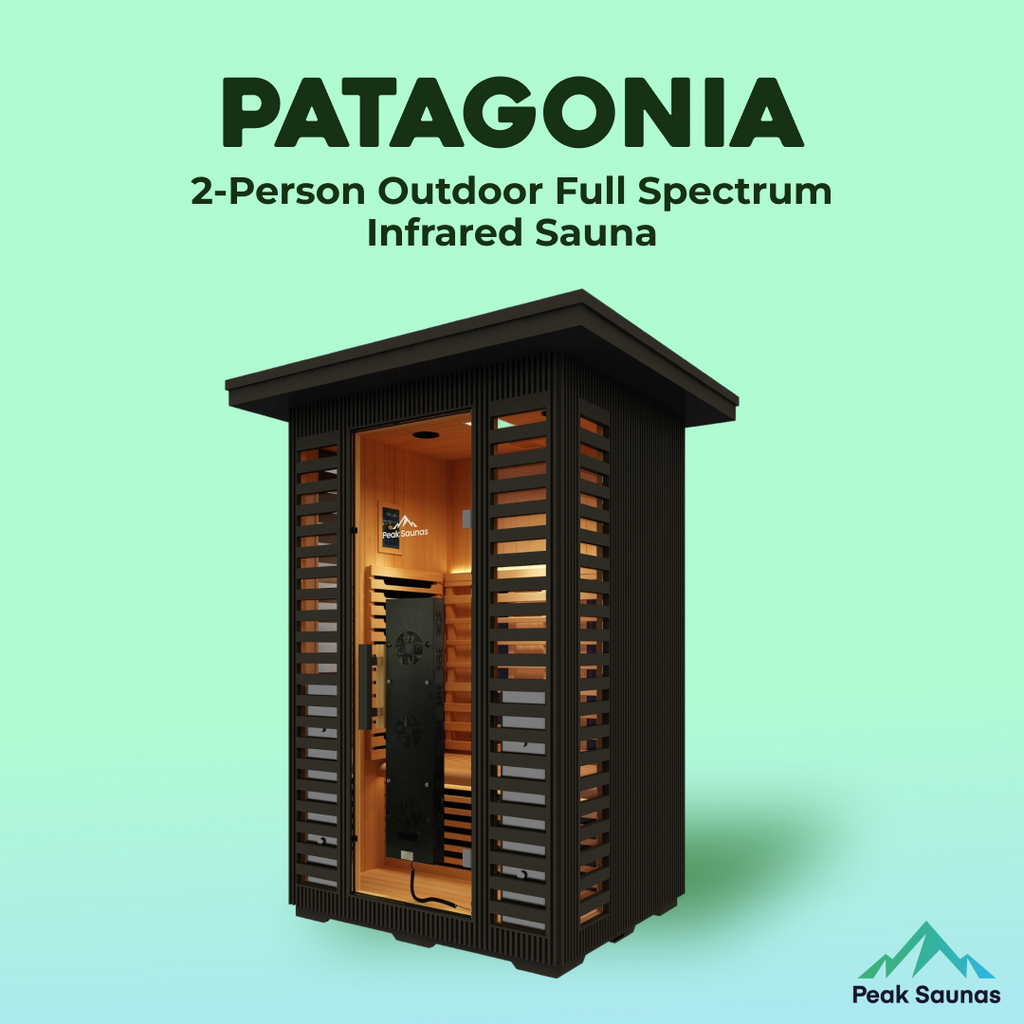 Peak Saunas Patagonia 2-Person Outdoor Full Spectrum Infrared Sauna with Built-In XL Medical-Grade Red Light Therapy and Smart WiFi App Control