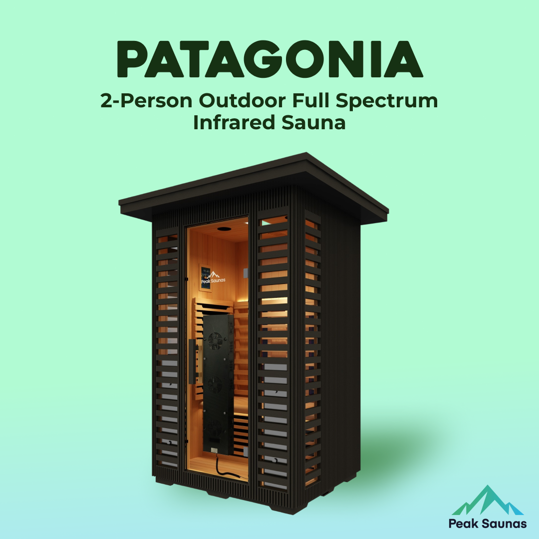 Peak Saunas Patagonia 2-Person Outdoor Full Spectrum Infrared Sauna with Built-In XL Medical-Grade Red Light Therapy and Smart WiFi App Control
