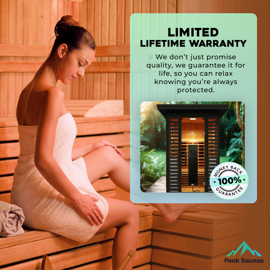 Peak Saunas Patagonia 2-Person Outdoor Full Spectrum Infrared Sauna with Built-In XL Medical-Grade Red Light Therapy and Smart WiFi App Control