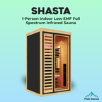 Peak Saunas Shasta 1-Person Full Spectrum Infrared Sauna with Built-In XL Medical-Grade Red Light Therapy & Smart WiFi App Control
