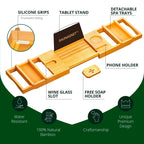 SAUNA EVOLUTION®  Natural Bamboo Bathtub Caddy
