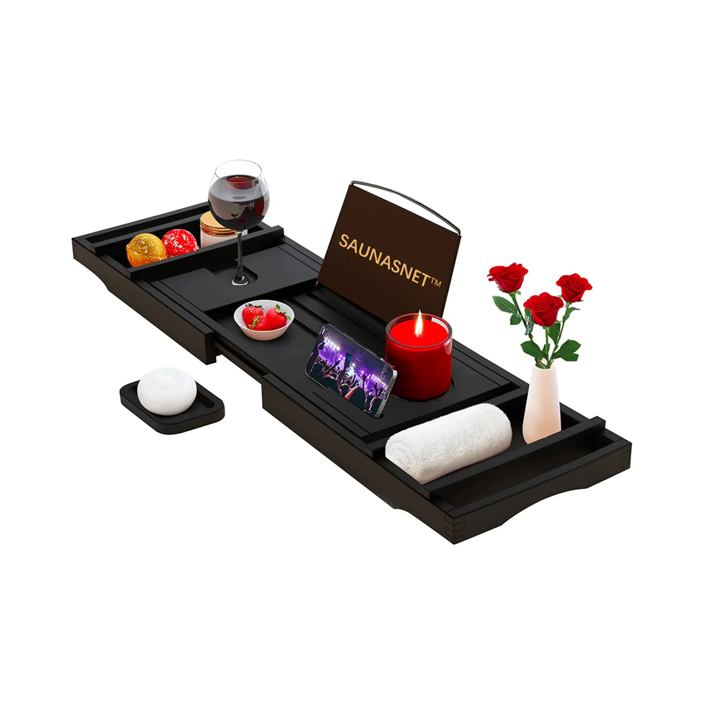 SAUNA EVOLUTION®  Natural Bamboo Bathtub Caddy