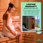 Peak Saunas Rainier 1-Person Full Spectrum Infrared Sauna with Built-In XL Medical-Grade Red Light Therapy & Smart WiFi App Control