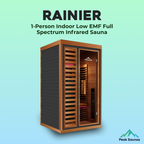Peak Saunas Rainier 1-Person Full Spectrum Infrared Sauna with Built-In XL Medical-Grade Red Light Therapy & Smart WiFi App Control